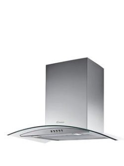Candy Cgm61/1X 60Cm Curved Glass Chimney Hood - Stainless Steel